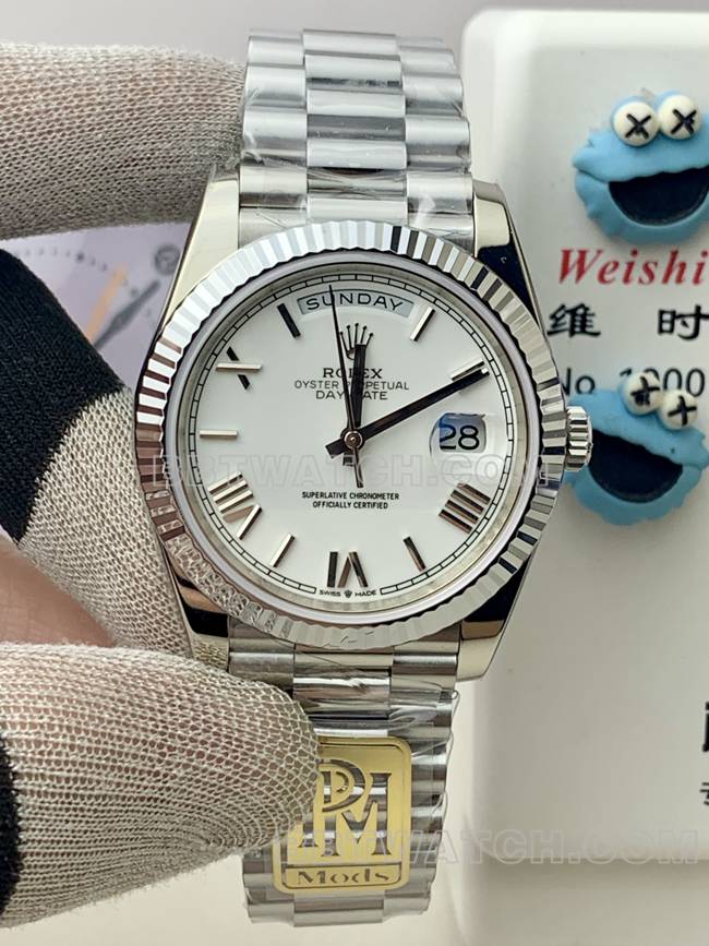 最佳复刻手表PPM厂白盘罗马数字劳力士星期日历机械正面实拍图