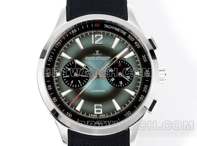 顶级复刻手表积家北宸灰盘机械黑色橡胶款正面实拍图