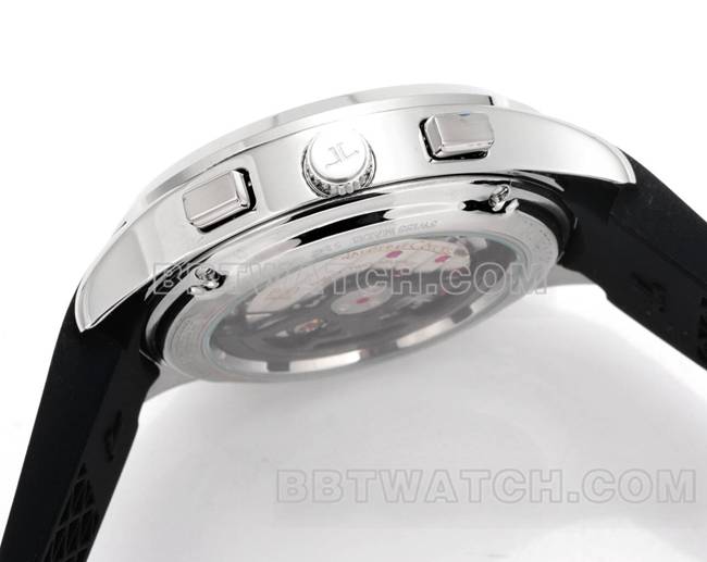 顶级复刻手表积家北宸灰盘机械黑色橡胶款侧面实拍图