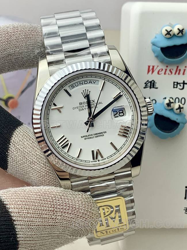 最佳复刻手表PPM厂白盘罗马数字劳力士星期日历机械正面实拍图