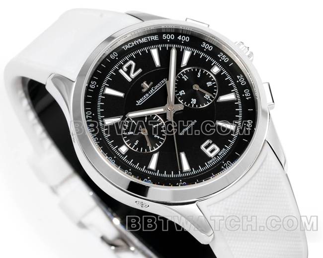 最优复刻手表积家北宸黑盘机械白色橡胶款正面实拍图