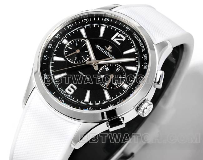 最优复刻手表积家北宸黑盘机械白色橡胶款正面实拍图