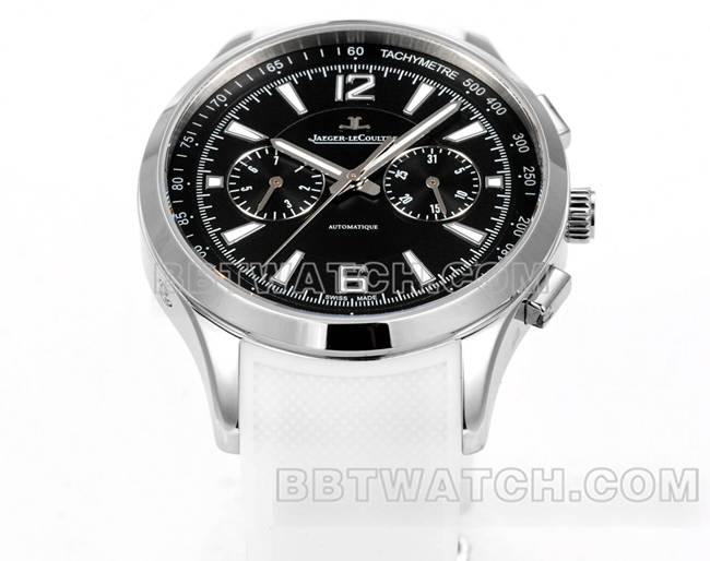 最优复刻手表积家北宸黑盘机械白色橡胶款正面实拍图