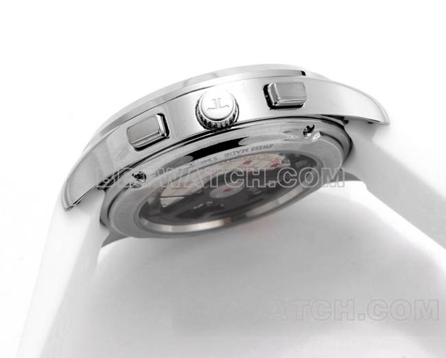 最优复刻手表积家北宸黑盘机械白色橡胶款侧面实拍图