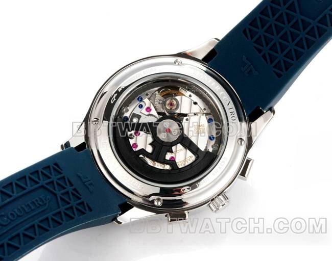 1:1复刻手表积家北宸蓝盘机械蓝色橡胶款背面实拍图