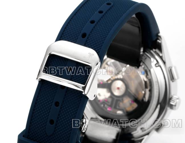 1:1复刻手表积家北宸蓝盘机械蓝色橡胶款表带实拍图