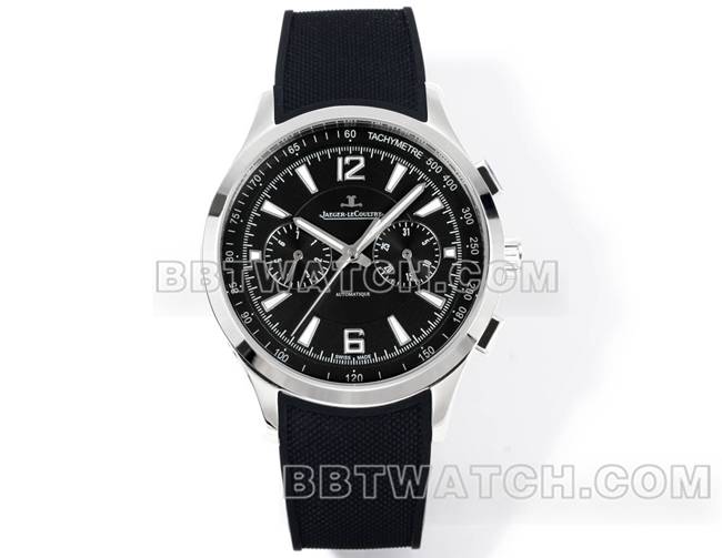 超级克隆手表北宸积家黑盘机械黑色橡胶款正面实拍图