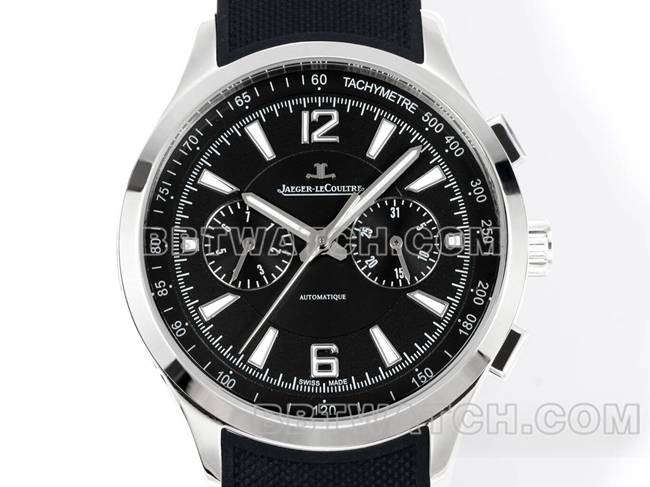 超级克隆手表北宸积家黑盘机械黑色橡胶款正面实拍图