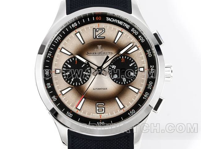 最佳复刻手表北宸积家灰盘机械黑色橡胶款正面实拍图