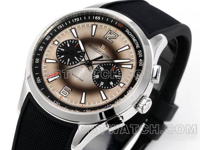 最佳复刻手表北宸积家灰盘机械黑色橡胶款正面实拍图