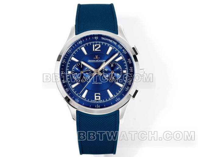 顶级复刻手表北宸积家蓝盘机械蓝色橡胶款正面实拍图