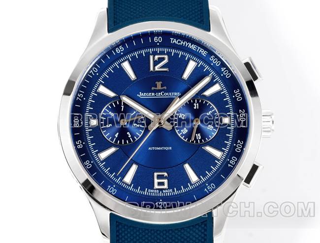 顶级复刻手表北宸积家蓝盘机械蓝色橡胶款正面实拍图