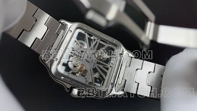 最优复刻手表卡地亚MLF厂山度士绿色镂空盘机械背面实拍图