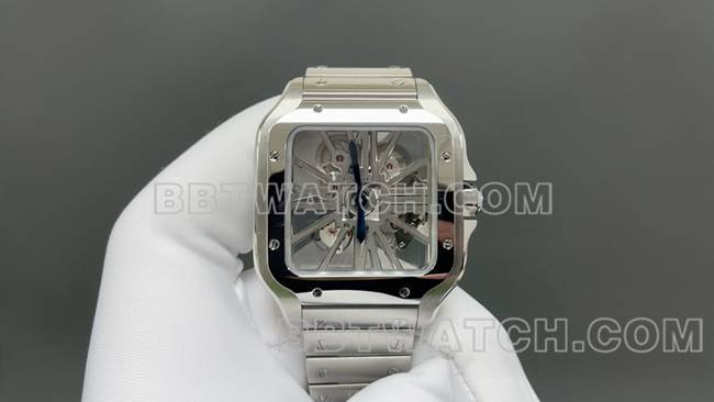 1:1复刻手表卡地亚MLF厂山度士镂空盘机械正面实拍图