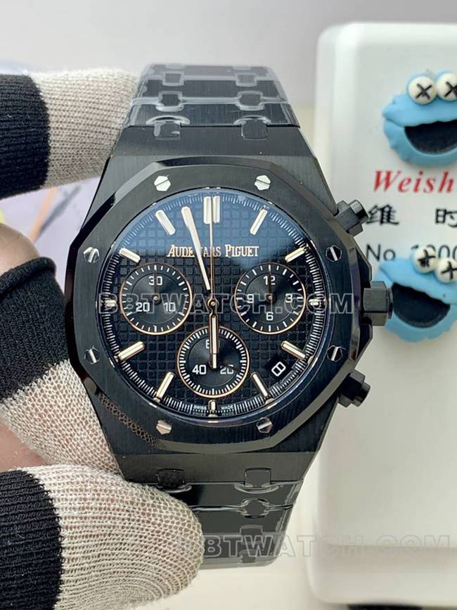 顶级复刻手表BLS厂爱彼皇家橡树黑色陶瓷机械26420正面实拍图