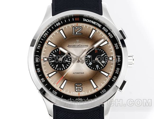 1:1复刻手表北宸积家灰盘机械黑色橡胶款正面实拍图