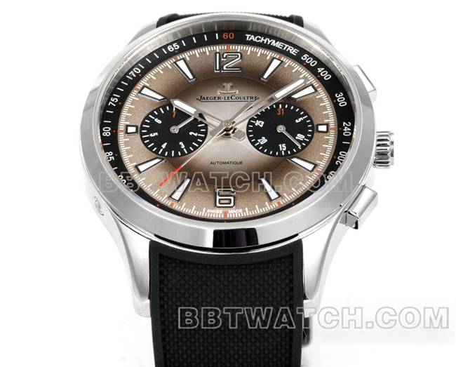 1:1复刻手表北宸积家灰盘机械黑色橡胶款正面实拍图