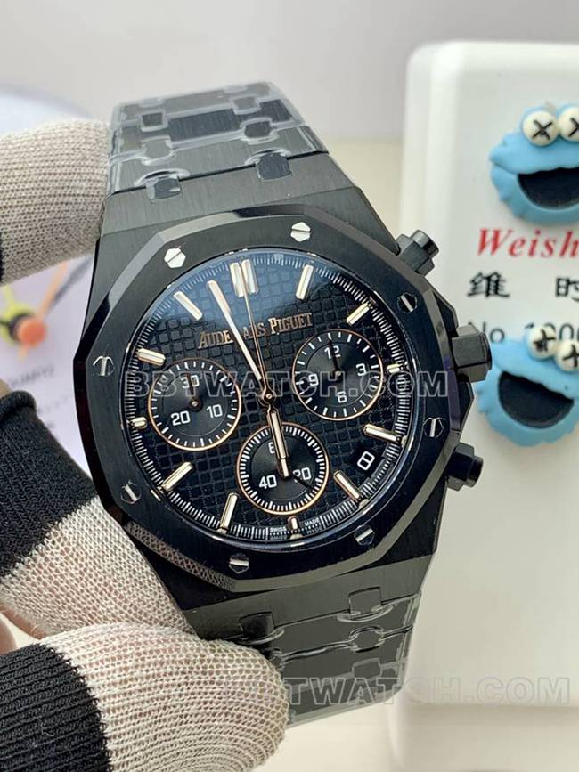 顶级复刻手表BLS厂爱彼皇家橡树黑色陶瓷机械26420正面实拍图