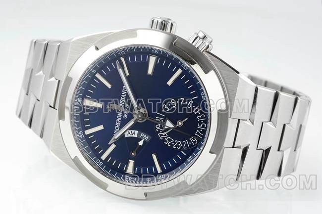 最佳复刻手表江诗丹顿V9厂纵横四海蓝盘机械7920V正面实拍图