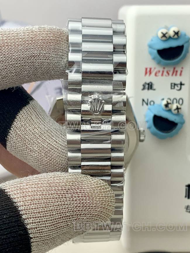 最优复刻手表PPM厂蓝黑盘罗马数字劳力士星期日历机械表带实拍图