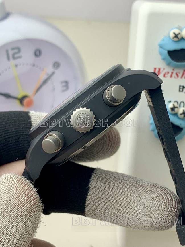 最优复刻手表万国APS厂飞行员黑盘计时黑陶瓷机械侧面实拍图