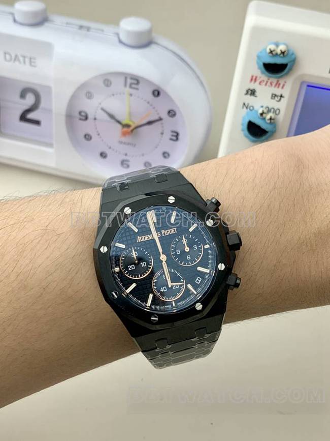 顶级复刻手表BLS厂爱彼皇家橡树黑色陶瓷机械26420正面实拍图