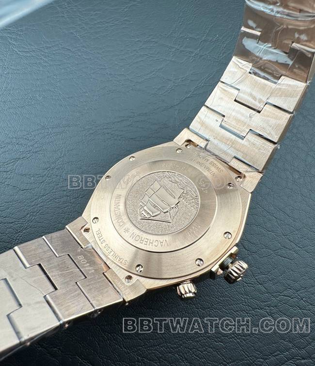 顶级复刻手表纵横四海9F江诗丹顿玫瑰金深棕盘机械47450背面实拍图