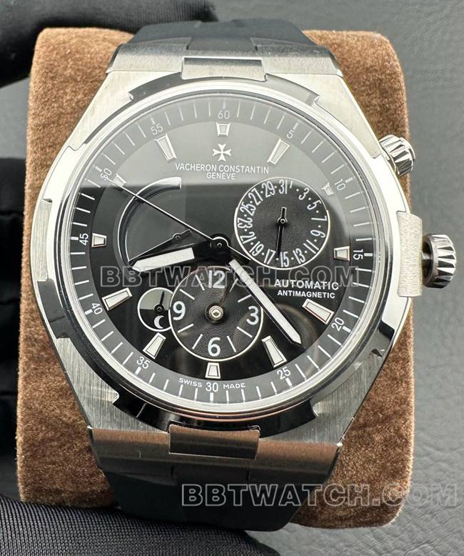 最优复刻手表纵横四海9F厂江诗丹顿黑盘机械橡胶款47450正面实拍图