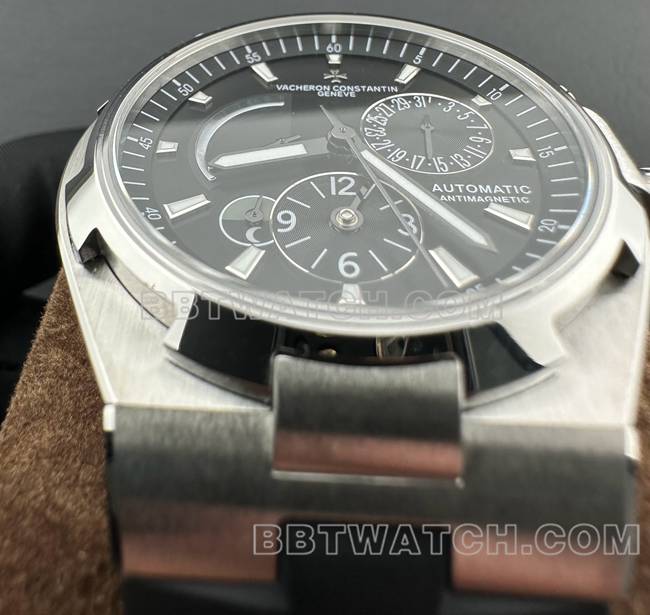 最优复刻手表纵横四海9F厂江诗丹顿黑盘机械橡胶款47450正面实拍图