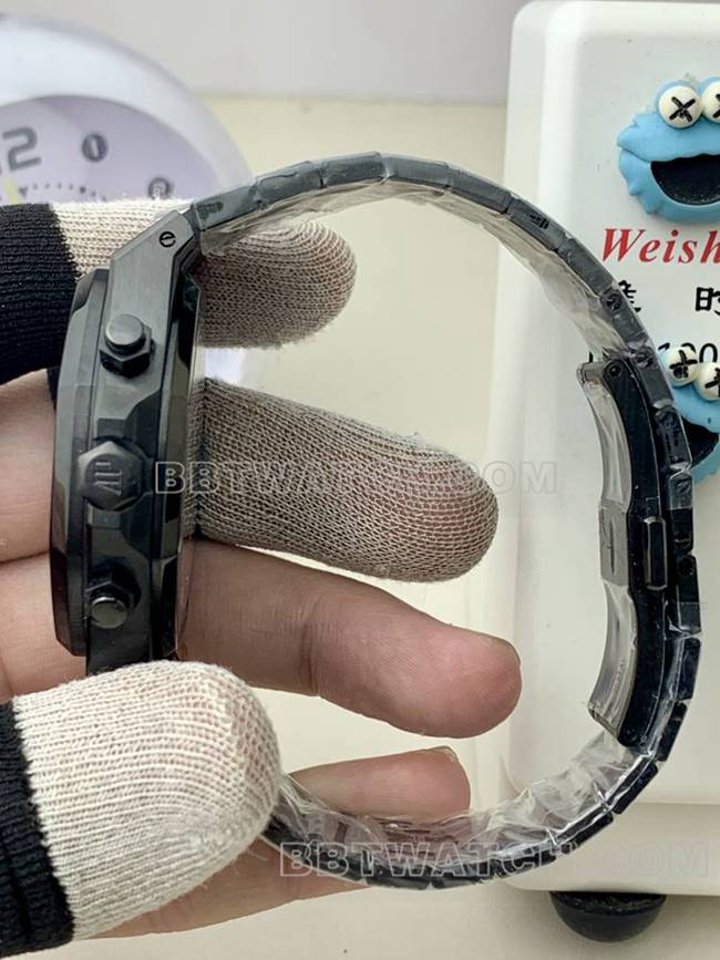 最优复刻手表BLS厂爱彼皇家橡树蓝盘黑色陶瓷机械26420侧面实拍图