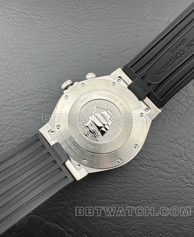 最优复刻手表纵横四海9F厂江诗丹顿黑盘机械橡胶款47450背面实拍图