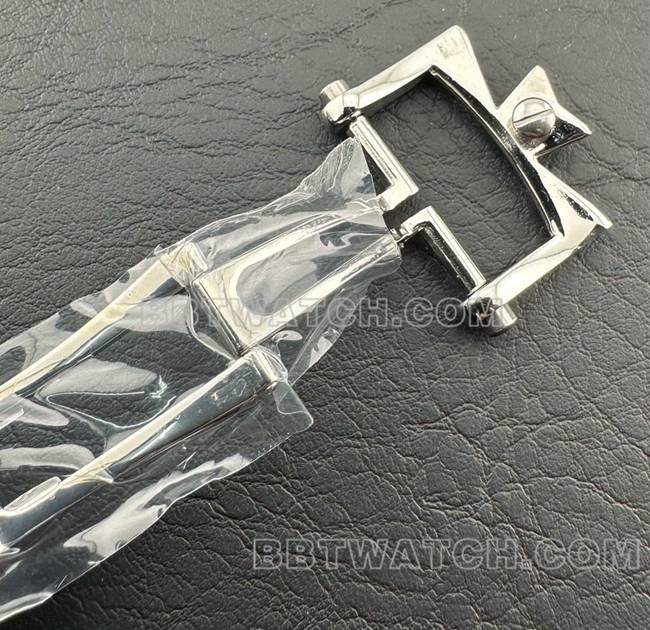 最优复刻手表纵横四海9F厂江诗丹顿黑盘机械橡胶款47450表扣实拍图