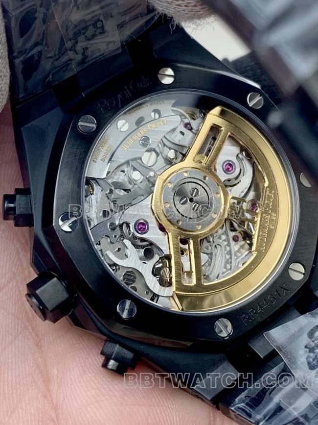 最优复刻手表BLS厂爱彼皇家橡树蓝盘黑色陶瓷机械26420背面实拍图