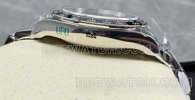 最佳复刻手表迪通拿UFO厂劳力士黑盘4131机械侧面实拍图