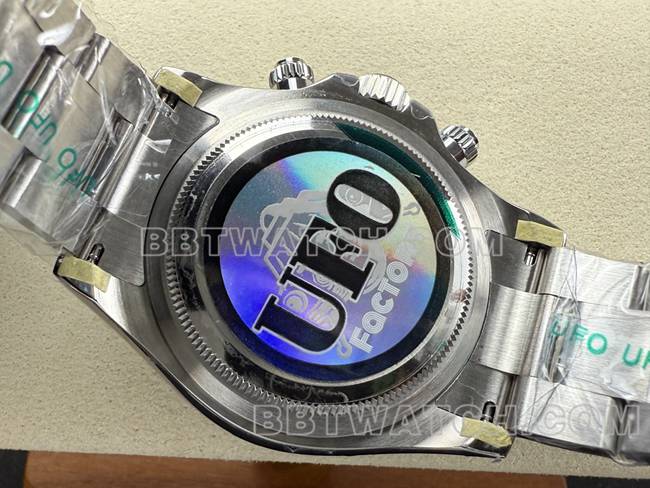最佳复刻手表迪通拿UFO厂劳力士黑盘4131机械背面实拍图