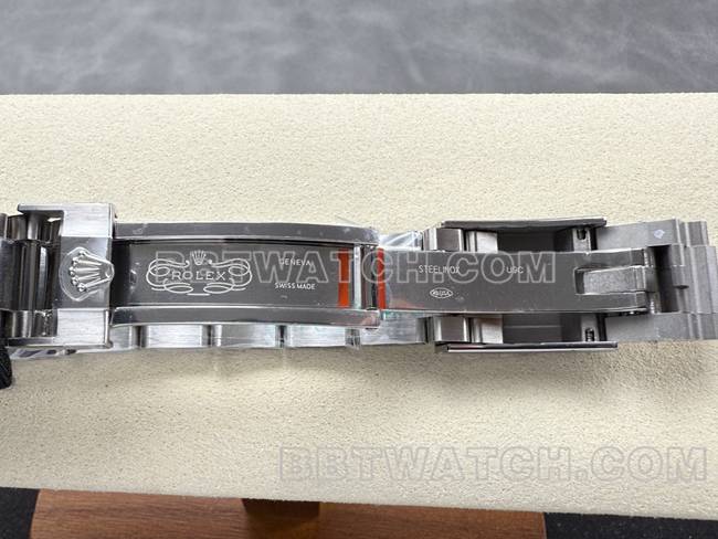 最佳复刻手表迪通拿UFO厂劳力士黑盘4131机械表扣实拍图