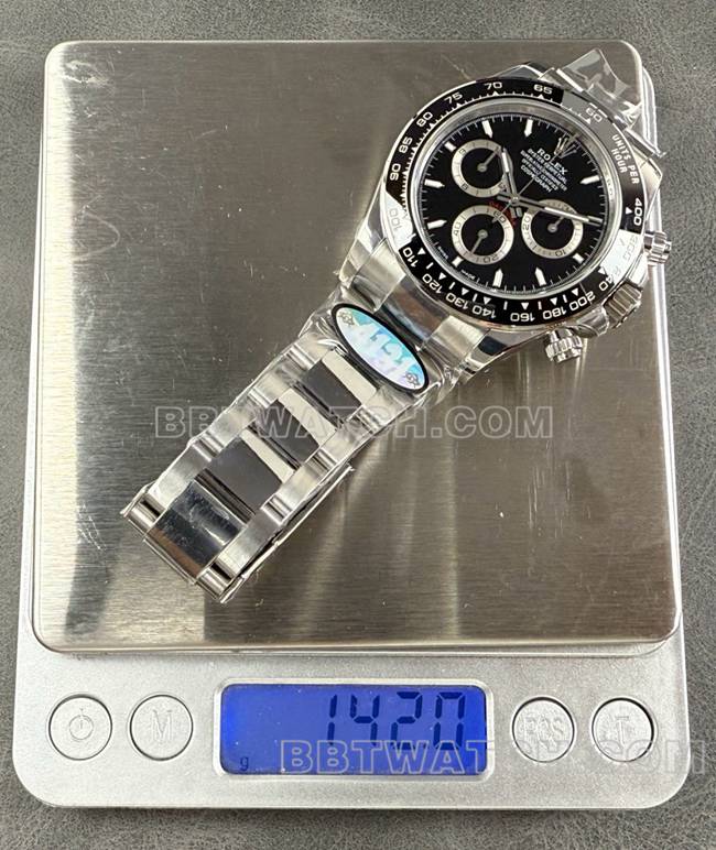 最佳复刻手表迪通拿UFO厂劳力士黑盘4131机械重量实拍图