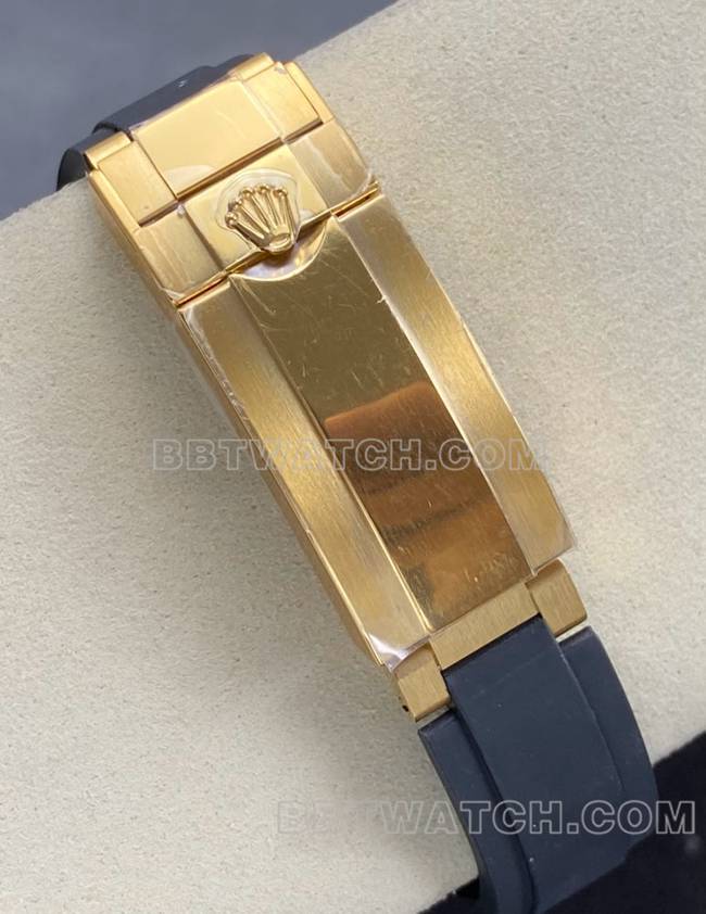 顶级复刻手表迪通拿UFO厂劳力士黄金壳金盘4131机械表扣实拍图