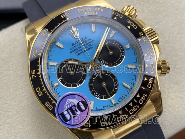 Beste Replik Uhren Daytona UFO Factory Rolex Gold Case Blue Plate 4131 Mechanische Front Actual Picture