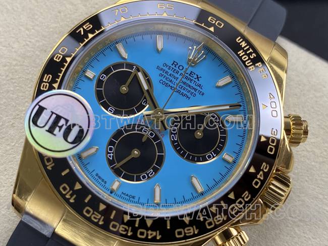 Beste Replik Uhren Daytona UFO Factory Rolex Gold Case Blue Plate 4131 Mechanische Front Actual Picture