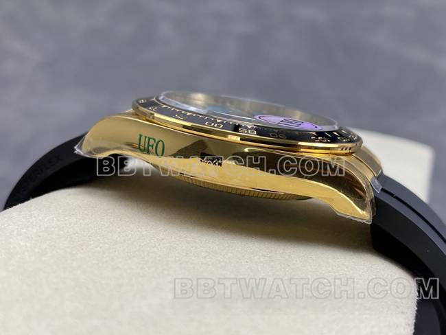 Beste Replik Uhren Daytona UFO Fabrik Rolex Gold Gehäuse Blau Platte 4131 Mechanische Seite Bilder