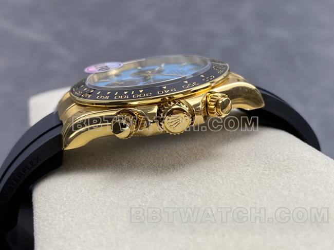 Beste Replik Uhren Daytona UFO Fabrik Rolex Gold Gehäuse Blau Platte 4131 Mechanische Seite Bilder