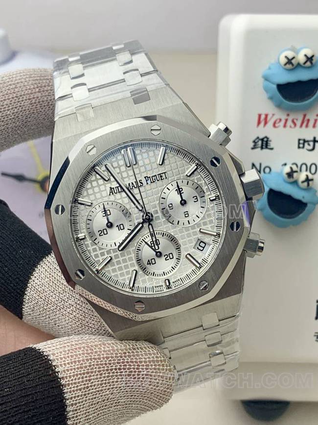 最优复刻手表皇家橡树BLS厂爱彼银盘机械26420正面实拍图