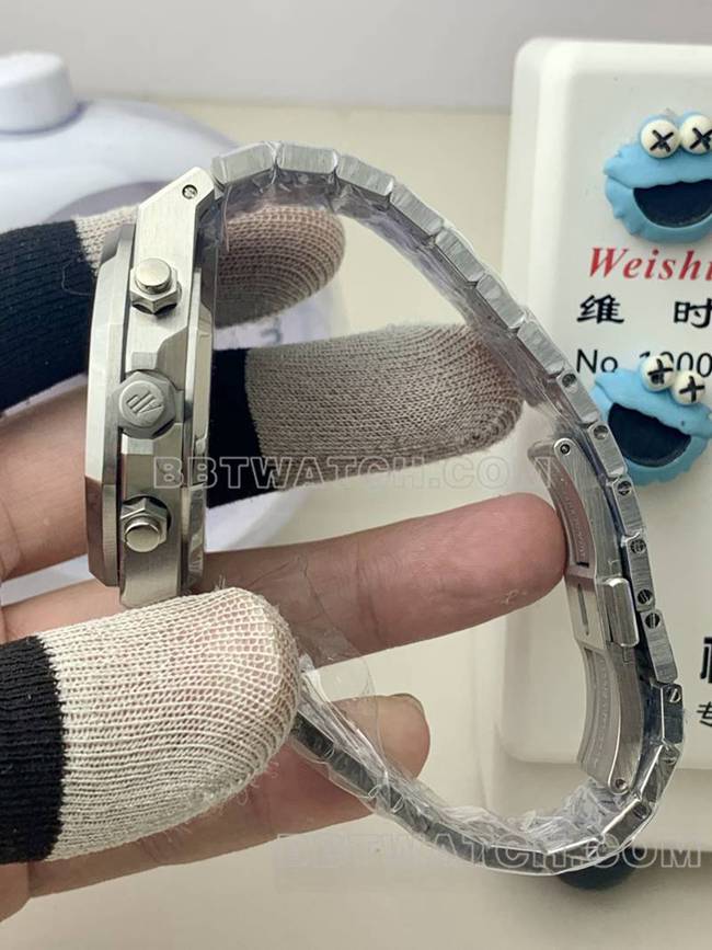 最优复刻手表皇家橡树BLS厂爱彼银盘机械26420侧面实拍图