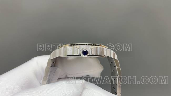 最佳复刻手表卡地亚MLF厂山度士黄色镂空盘机械侧面实拍图