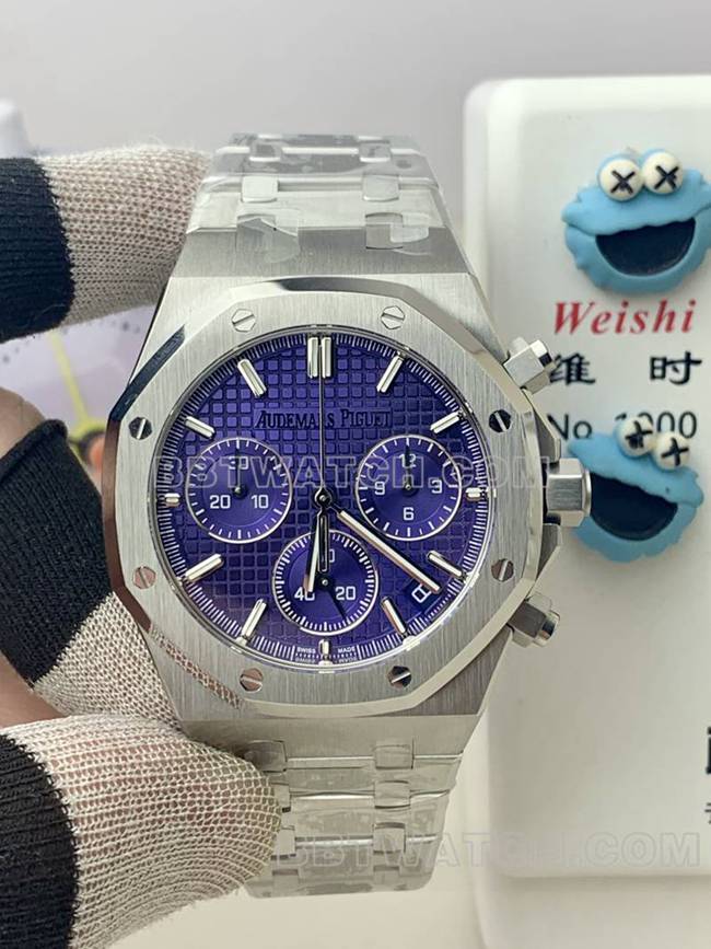 超级克隆手表皇家橡树BLS厂爱彼紫盘机械26420正面实拍图