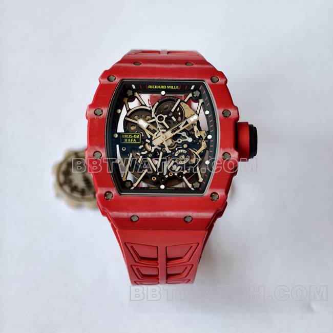 超级克隆手表RM35-02 UMI厂理查德米勒红壳红带正面实拍图