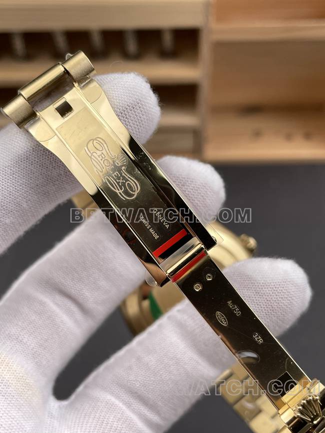 顶级复刻手表CBD厂黑盘劳力士星期日历黄金3255机械表扣实拍图