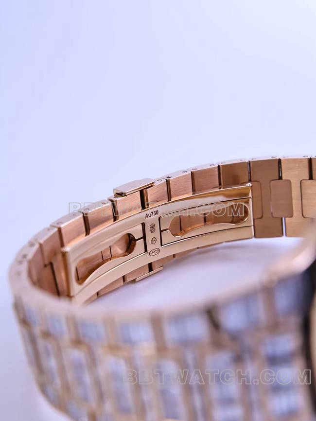 顶级复刻手表鹦鹉螺百达翡丽真金真钻定制机械钻盘表扣实拍图