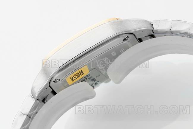 最佳复刻手表山度士卡地亚银盘玫瑰金圈石英机芯侧面实拍图